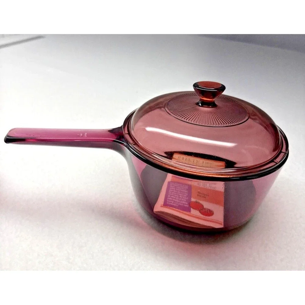 Corning Visions Cranberry Glass Cookware Set 1.5L Dutch Oven Lid 2 0.5L Saucepan
